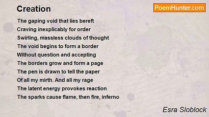 Esra Sloblock - Creation