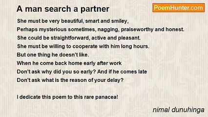 nimal dunuhinga - A man search a partner