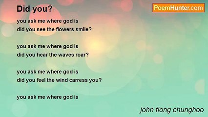 john tiong chunghoo - Did you?