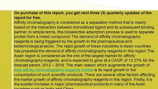 Asian Affinity Chromatography Reagents Industry 2018 by Products, Technologies, Geographies
