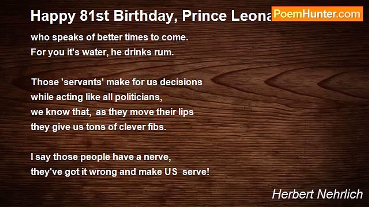 Herbert Nehrlich - Happy 81st Birthday, Prince Leonard!