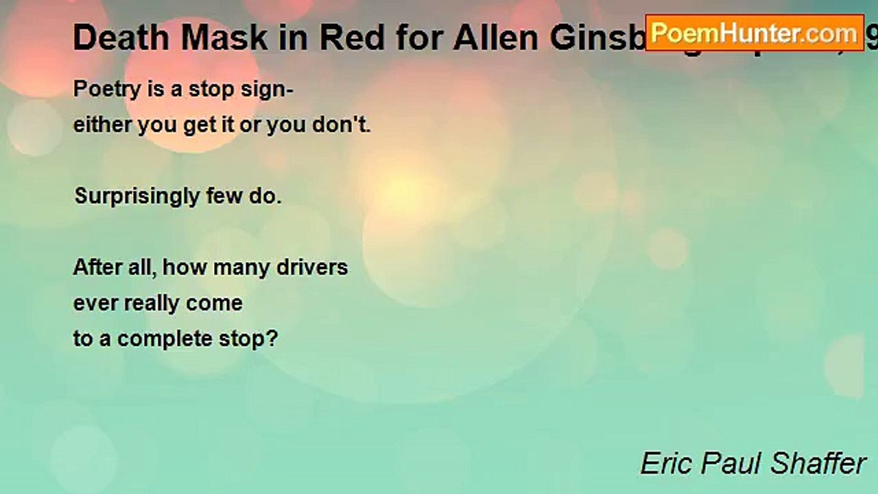 Eric Paul Shaffer - Death Mask in Red for Allen Ginsberg: April 5,1997
