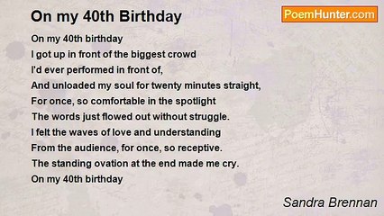 Sandra Brennan - On my 40th Birthday
