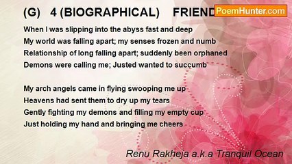 Renu Rakheja a.k.a Tranquil Ocean - (G)   4 (BIOGRAPHICAL)    FRIENDS