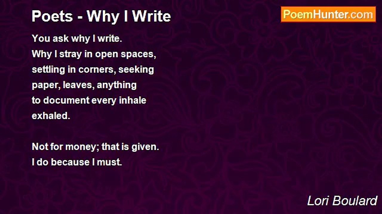 Lori Boulard - Poets - Why I Write