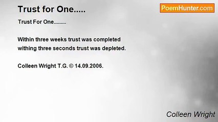 Colleen Wright - Trust for One.....