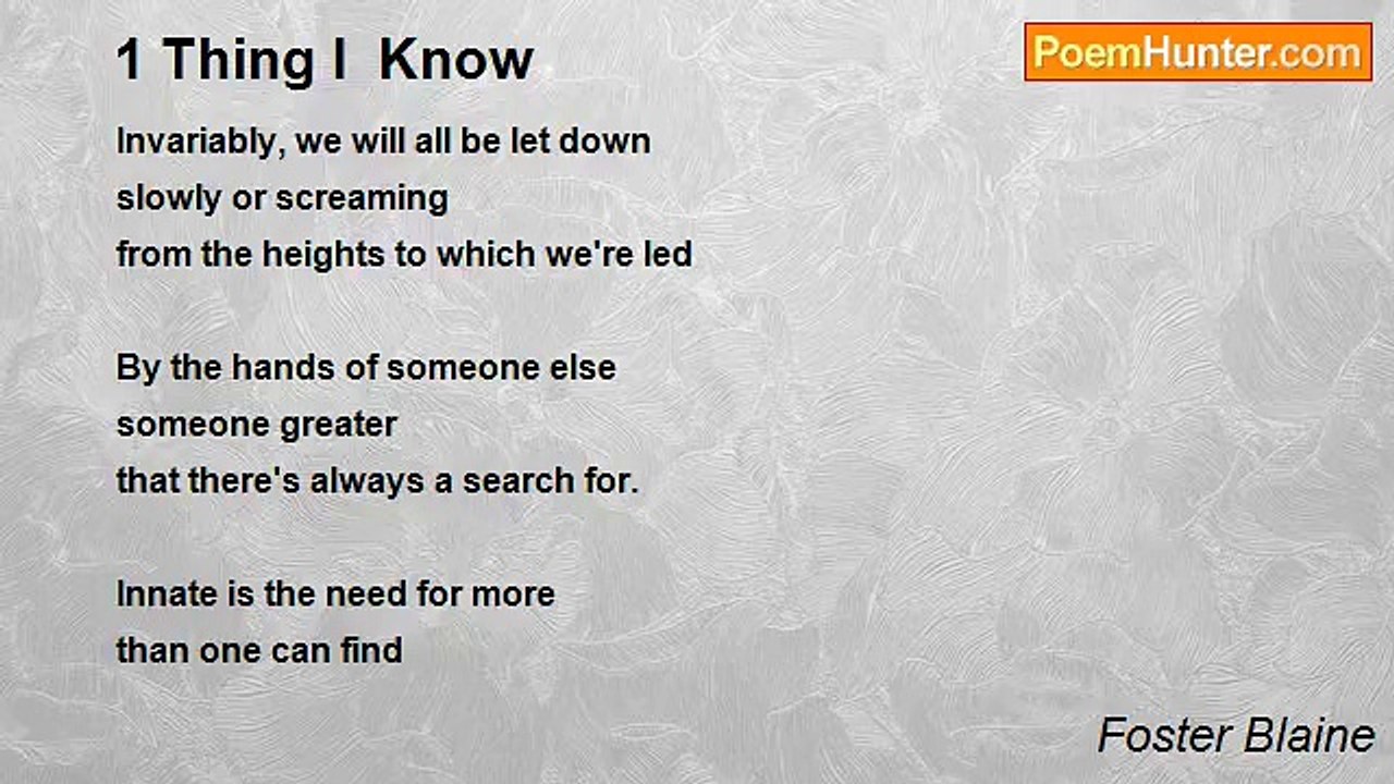 Foster Blaine - 1 Thing I  Know