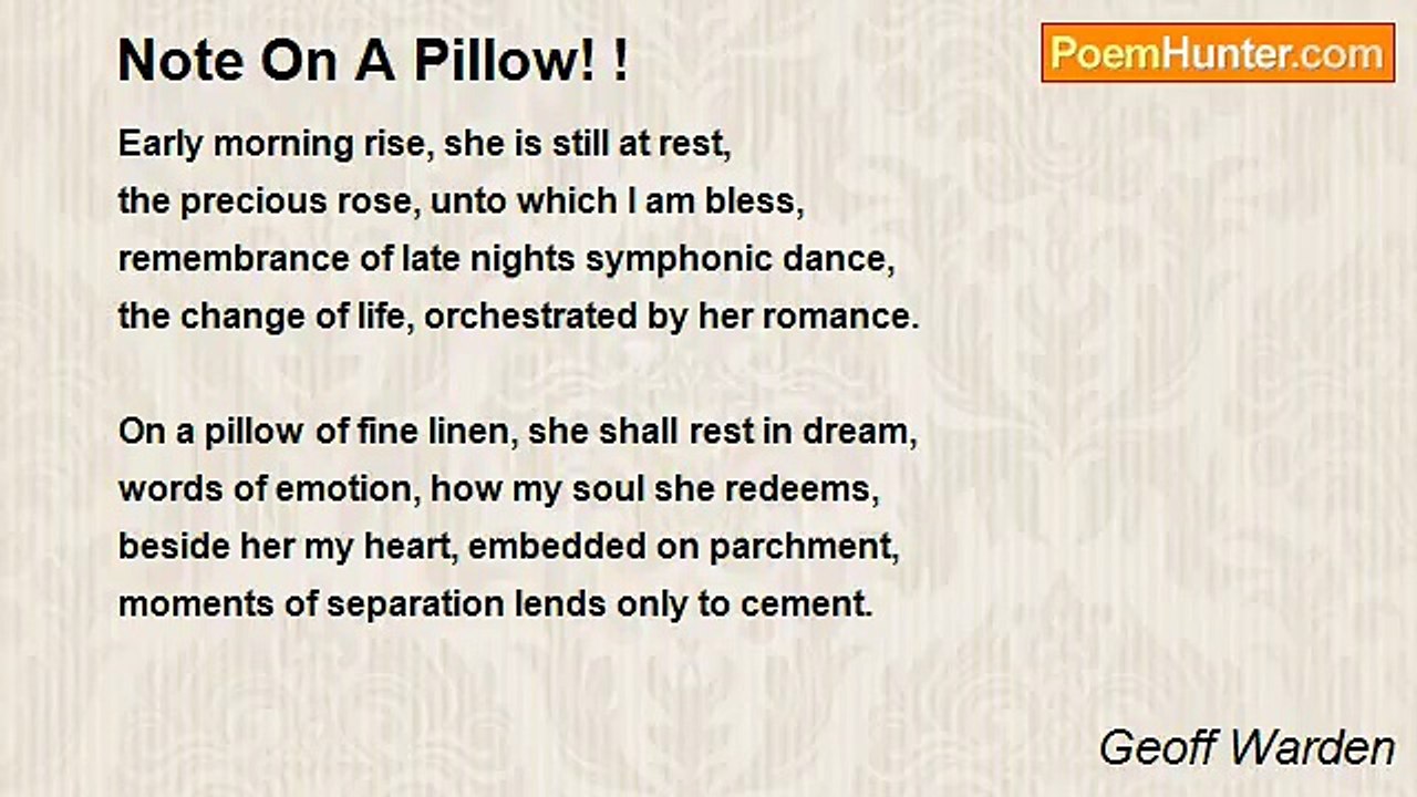 Geoff Warden - Note On A Pillow! !