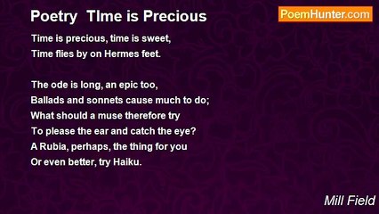 Mill Field - Poetry  TIme is Precious