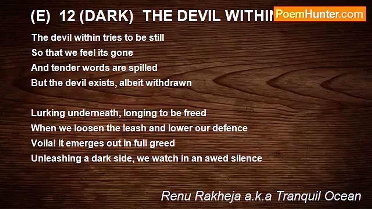 Renu Rakheja a.k.a Tranquil Ocean - (E)  12 (DARK)  THE DEVIL WITHIN
