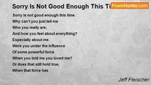 Jeff Fleischer - Sorry Is Not Good Enough This Time