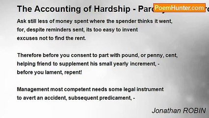 Jonathan ROBIN - The Accounting of Hardship - Parody Robert Frost