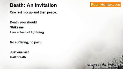 asma bahrainwala - Death: An Invitation