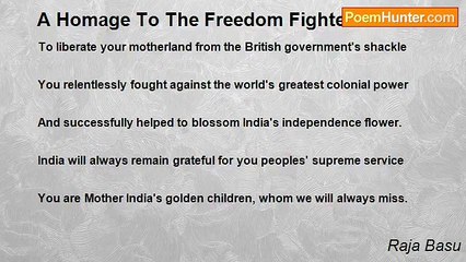 Raja Basu - A Homage To The Freedom Fighters Of India