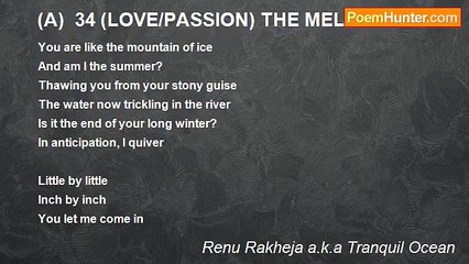 Renu Rakheja a.k.a Tranquil Ocean - (A)  34 (LOVE/PASSION) THE MELTING ICE