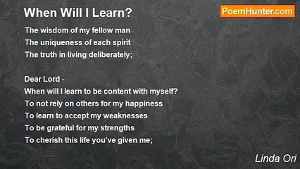 Linda Ori - When Will I Learn?