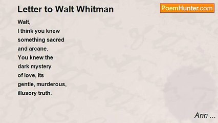 Ann ... - Letter to Walt Whitman