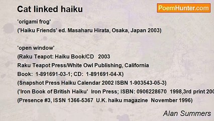 Alan Summers - Cat linked haiku