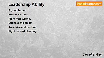 Cecelia Weir - Leadership Ability