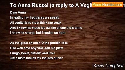Kevin Campbell - To Anna Russel (a reply to A Vegitarian On Burns Night 287)
