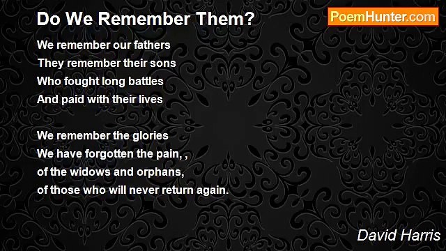 David Harris - Do We Remember Them?