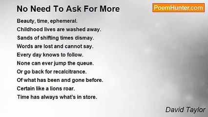 David Taylor - No Need To Ask For More