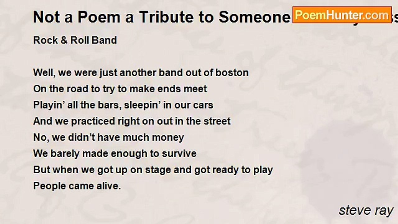 steve ray - Not a Poem a Tribute to Someone Recently Passed Away