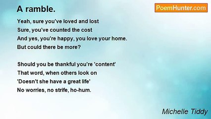 Michelle Tiddy - A ramble.