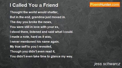 jess schwarcz - I Called You a Friend