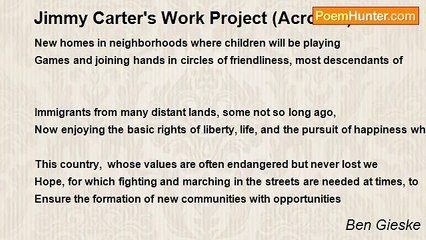 Ben Gieske - Jimmy Carter's Work Project (Acrostic)