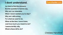 Chelsea Hansford - I dont understand.