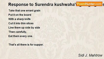 Sidi J. Mahtrow - Response to Surendra kushwaha's going against the grain