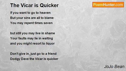 JoJo Bean - The Vicar is Quicker