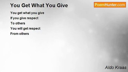 Aldo Kraas - You Get What You Give