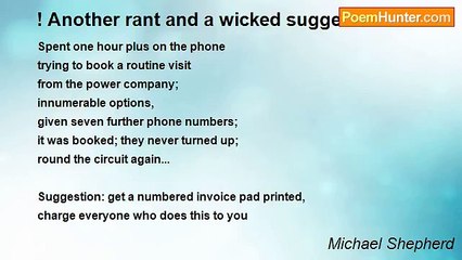 Michael Shepherd - ! Another rant and a wicked suggestion