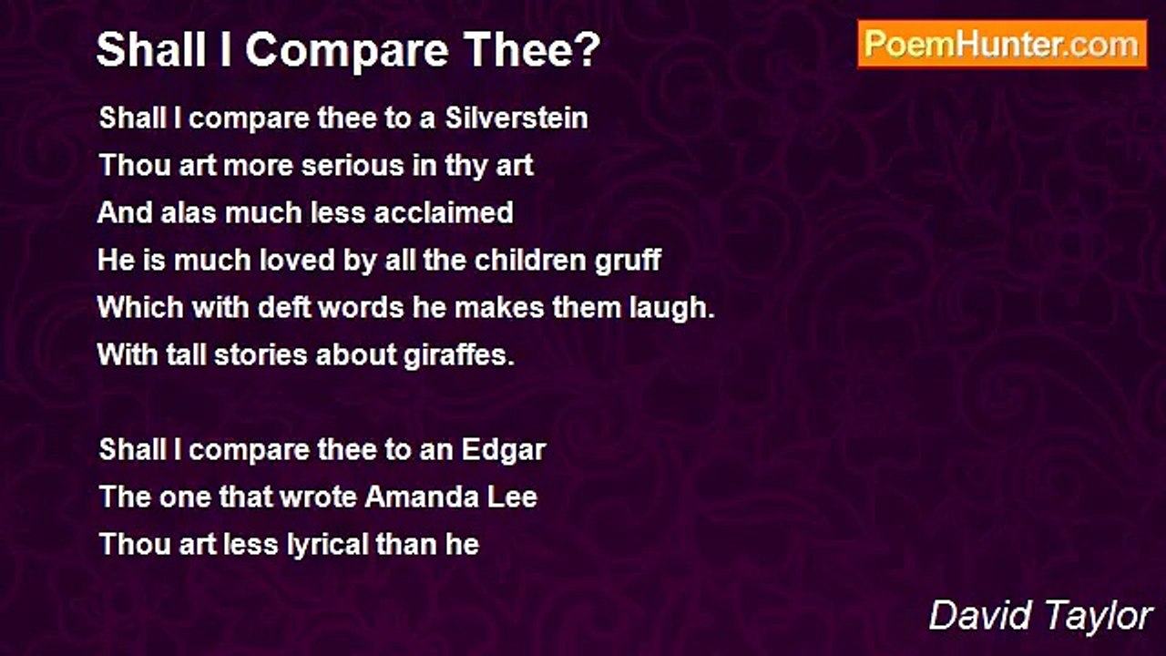 David Taylor - Shall I Compare Thee?