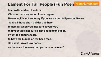 David Harris - Lament For Tall People (Fun Poem 11)