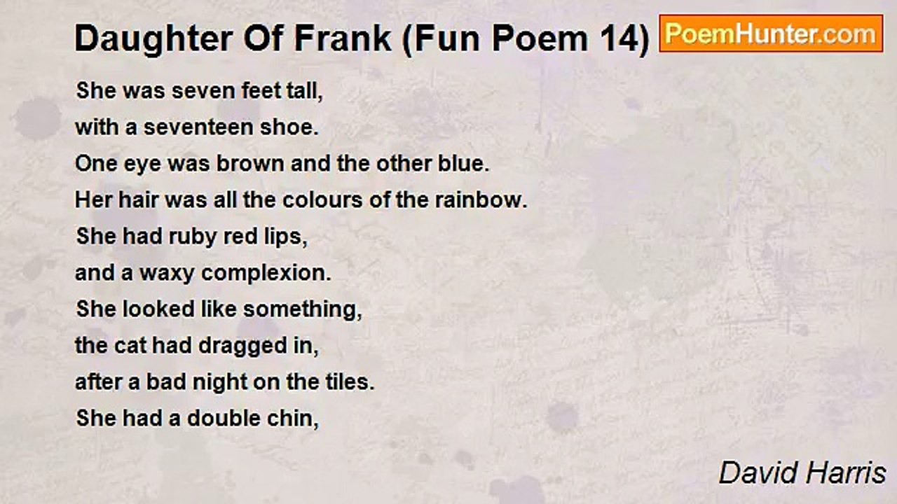 David Harris - Daughter Of Frank (Fun Poem 14)
