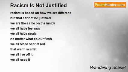 Wandering Scarlet - Racism Is Not Justified