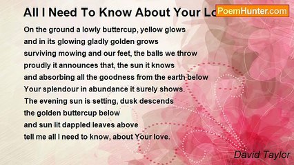 David Taylor - All I Need To Know About Your Love