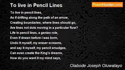 Olabode Joseph Oluwatayo - To live in Pencil Lines