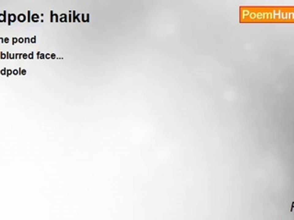 Roh Mih - tadpole: haiku