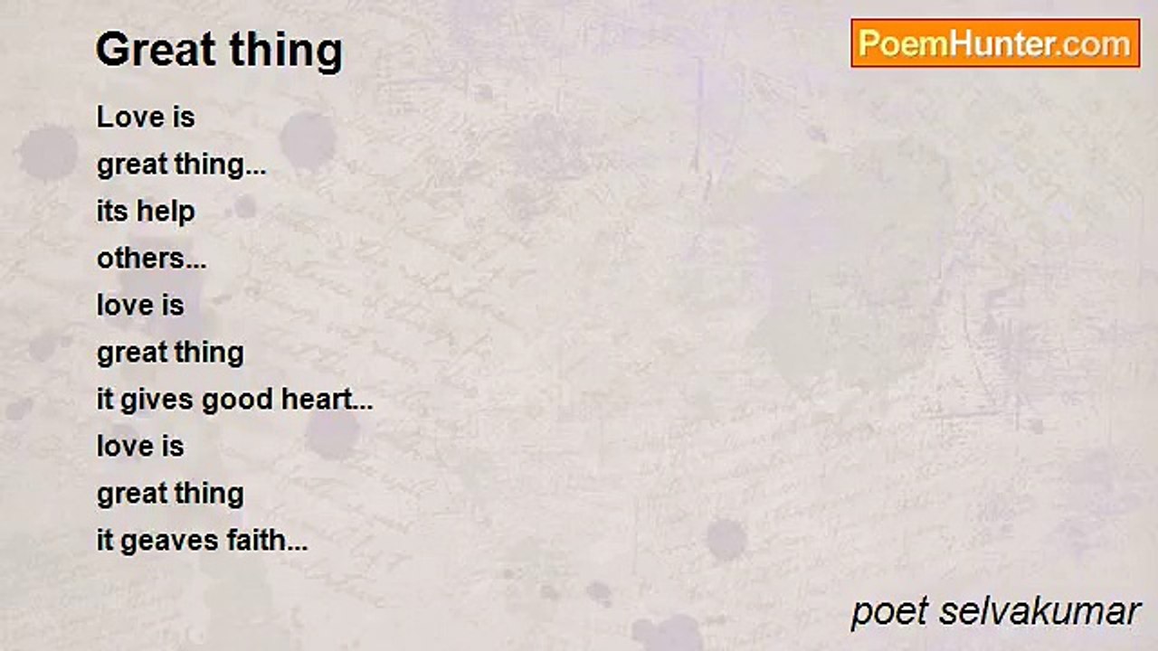 poet selvakumar - Great thing