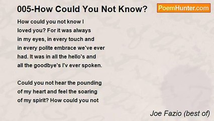 Joe Fazio (best of) - 005-How Could You Not Know?