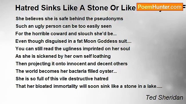Ted Sheridan - Hatred Sinks Like A Stone Or Like A Lady In A Fat Suit