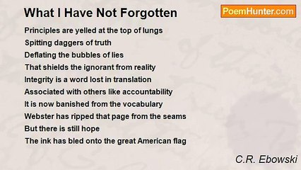 C.R. Ebowski - What I Have Not Forgotten
