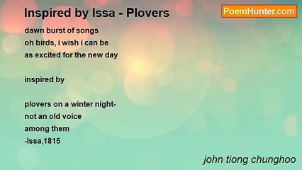 john tiong chunghoo - Inspired by Issa - Plovers