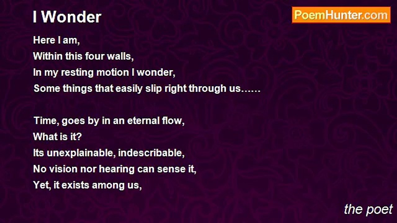 the poet - I Wonder