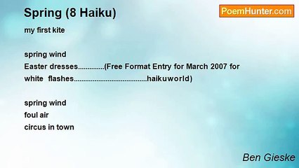 Ben Gieske - Spring (8 Haiku)