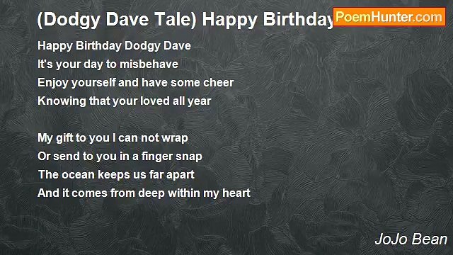 JoJo Bean - (Dodgy Dave Tale) Happy Birthday